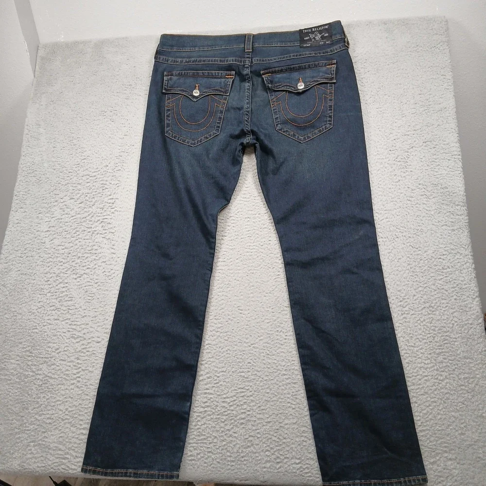 True Religion Section Straight Seat Flap Pocket Jeans‎ Men's 40 Dark Wash EUC